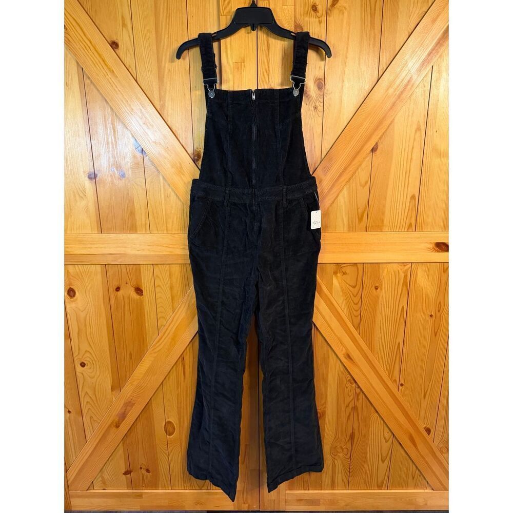 Free People Black Corduroy Overalls